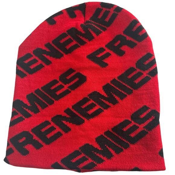 Red beanie hat with black letters Frenemies all over the hat. No tags  dbl layer - Picture 1 of 7
